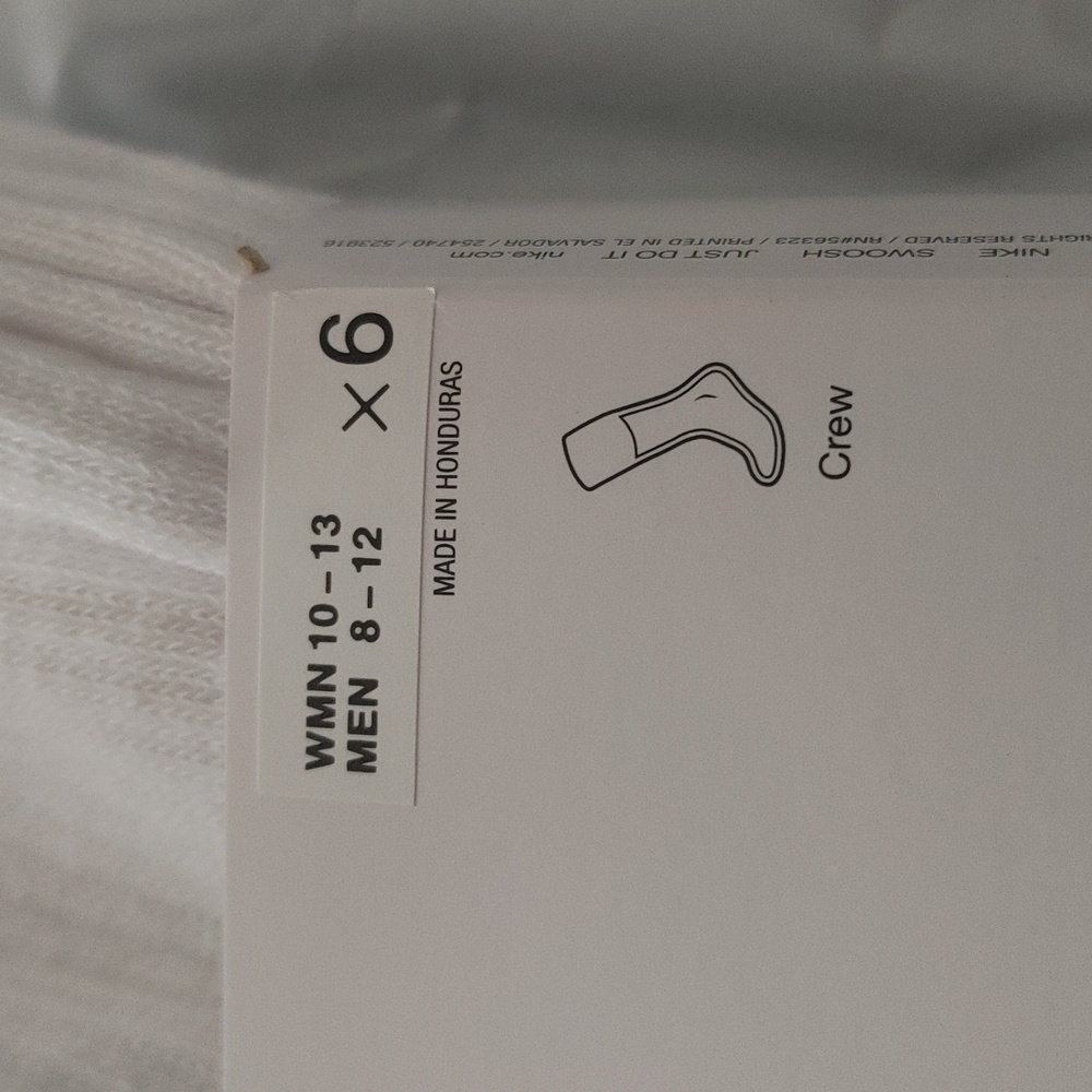 Nike unisex crew socks 6 pairs size L Men 8-12, Wmn 10-13. - Picture 3 of 4